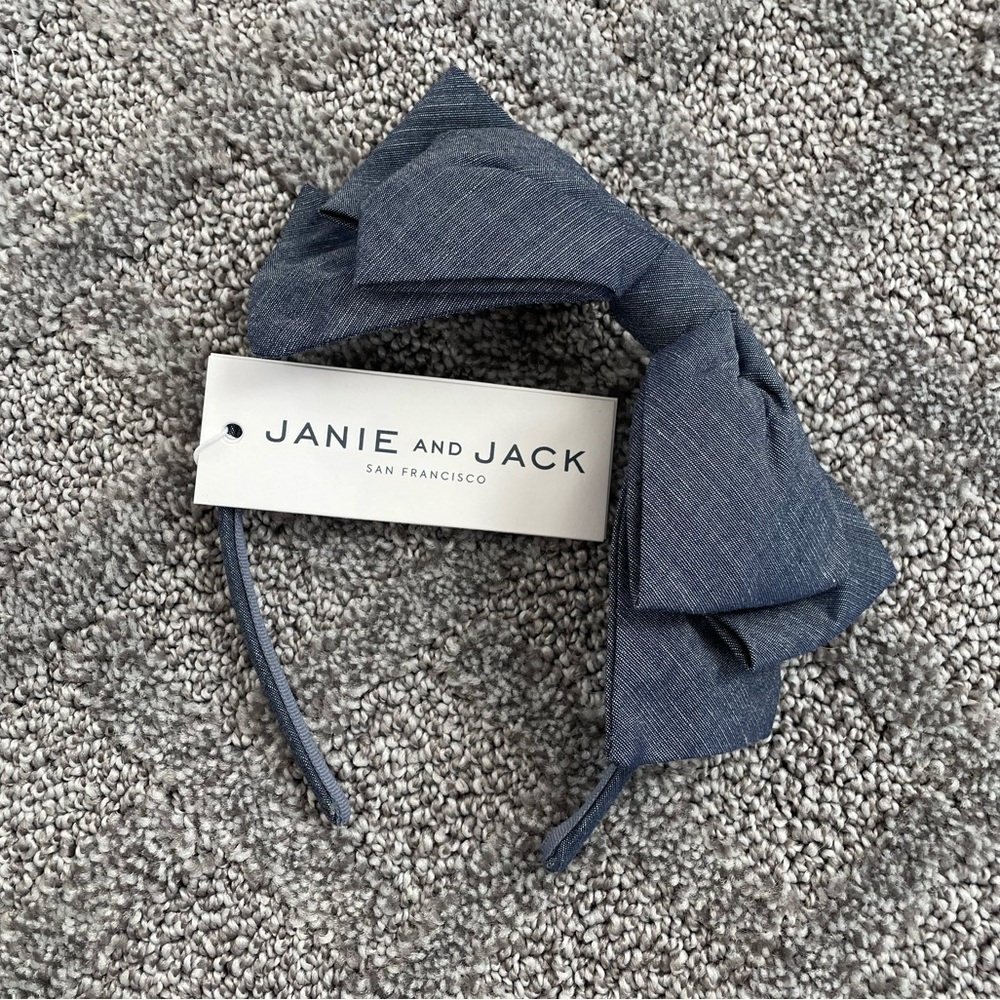 NWT Janie and Jack Double Bow Chambray Headband